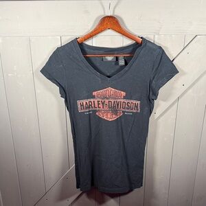Harley-Davidson Women's Charcoal Tee with Red Graphic